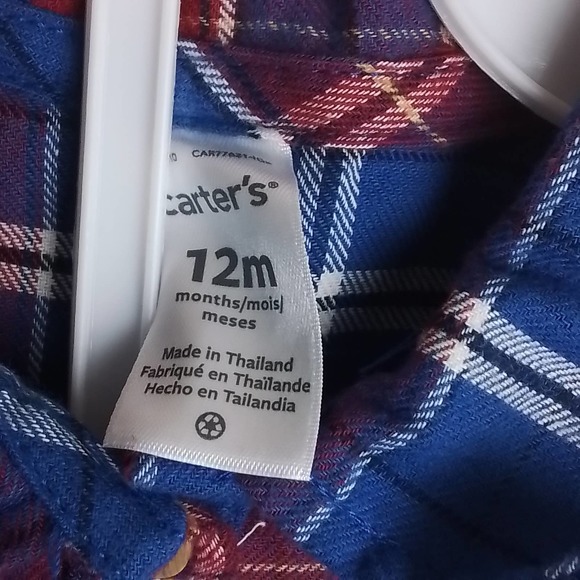 Carter's Baby 2-Peice Flannel Cotton Dress Set‎ Size 12mo in Red Blue Plaid - Picture 11 of 11